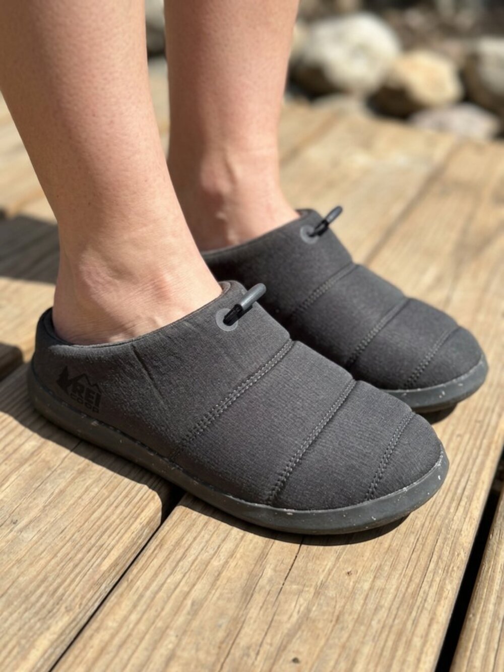 Rei Coop Gray Quilted  Camp Slipper Slip On Shoes